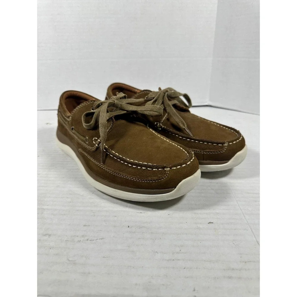 Propet Pomeroy Mens Brown Leather Boat Shoes MCA082S Size 11.5 M